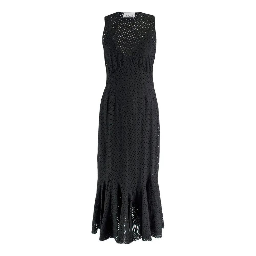 RAEY Black Broidery Anglaise Sleeveless Midi Dress 8